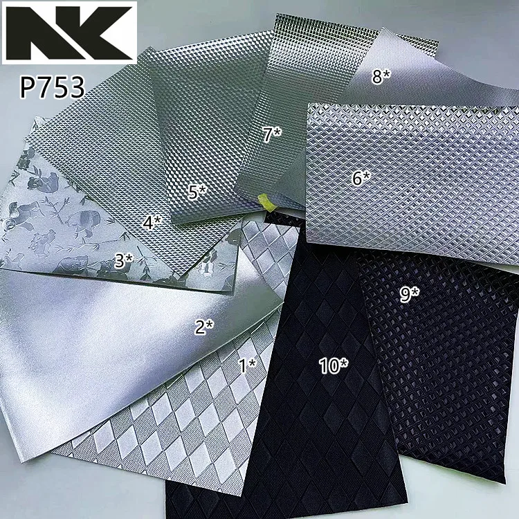 P753   New Silver Black Embossed PU Artificial Leather Utensil Bag Handbag Phone Case Belt