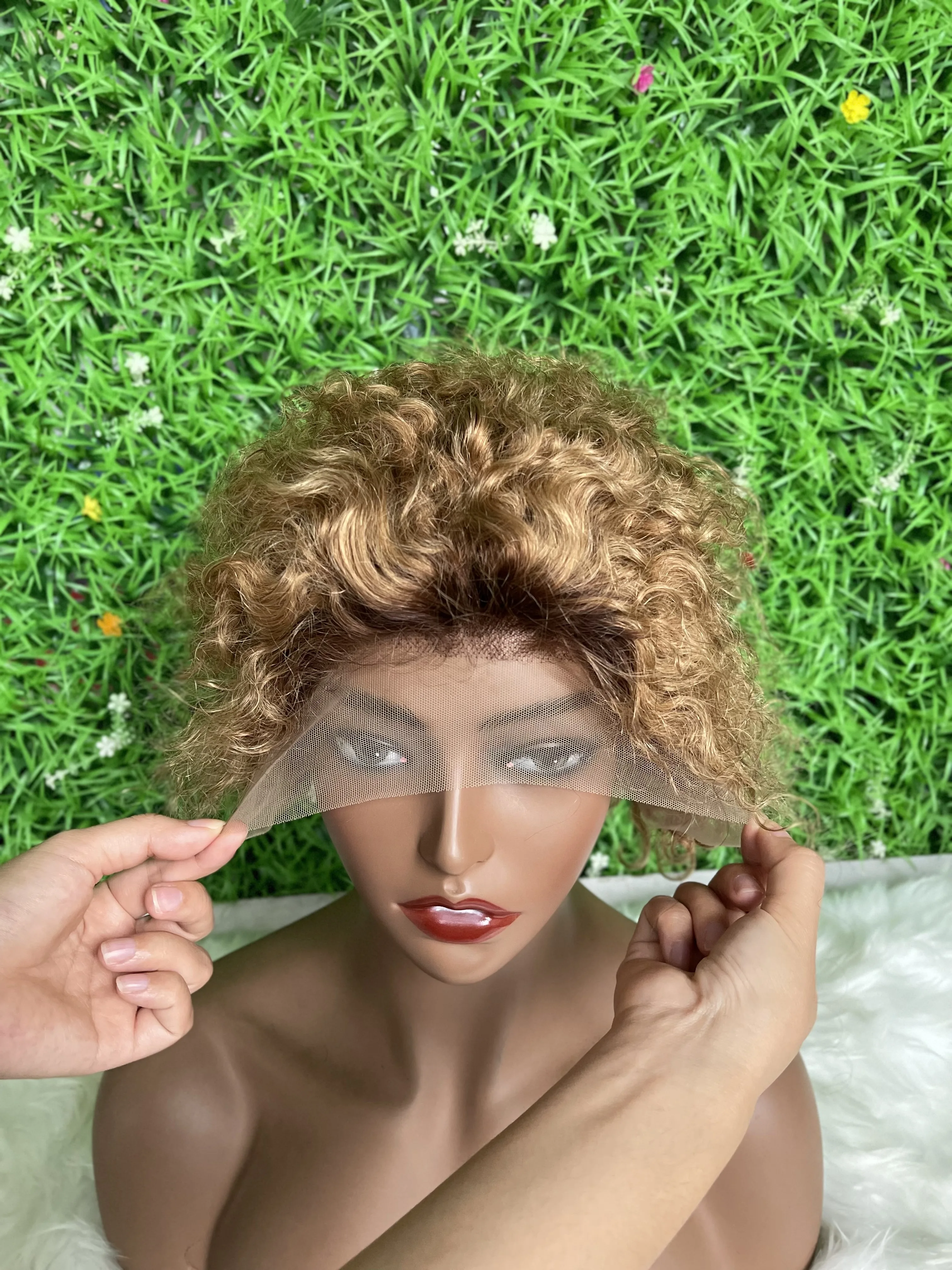 Transparent blonde perruque pixie cut wig human hair curly bob short,raw brazilian bob hair wigs,pixie cut short bob closure wig