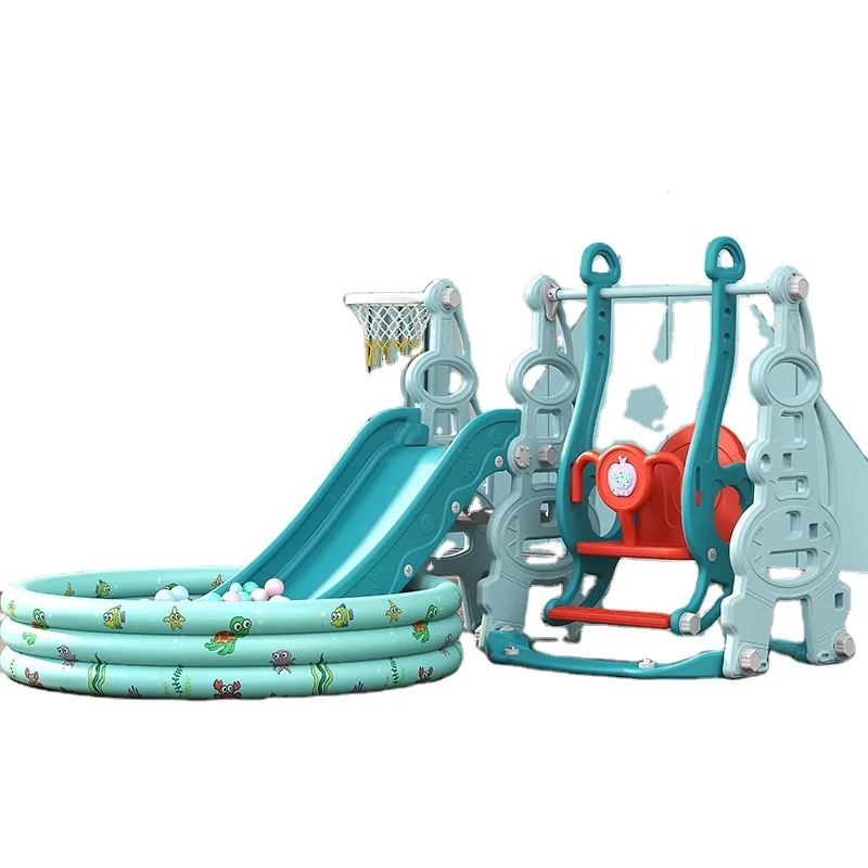 children indoor playground toys plastic material slide and swing set for baby equipment Plastic Kids Toys