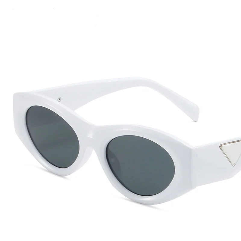 New Style Retro UV400 Shades Cat Eye Sun Glasses Small Oval Frame Sun glasses Unisex Promotion Metal Bright Black Sunglasses