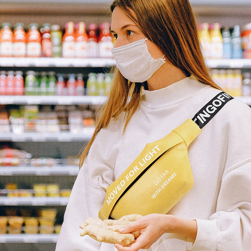 YIPINU Fashion letter waist bag belt bag Unisex Fanny pack large capacity trend packages