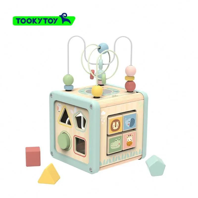 Activity cube Beaded Toys for kids Educational Circles Bead Wire Maze gear building block Shapes Matching Graphic Cognitive Toys