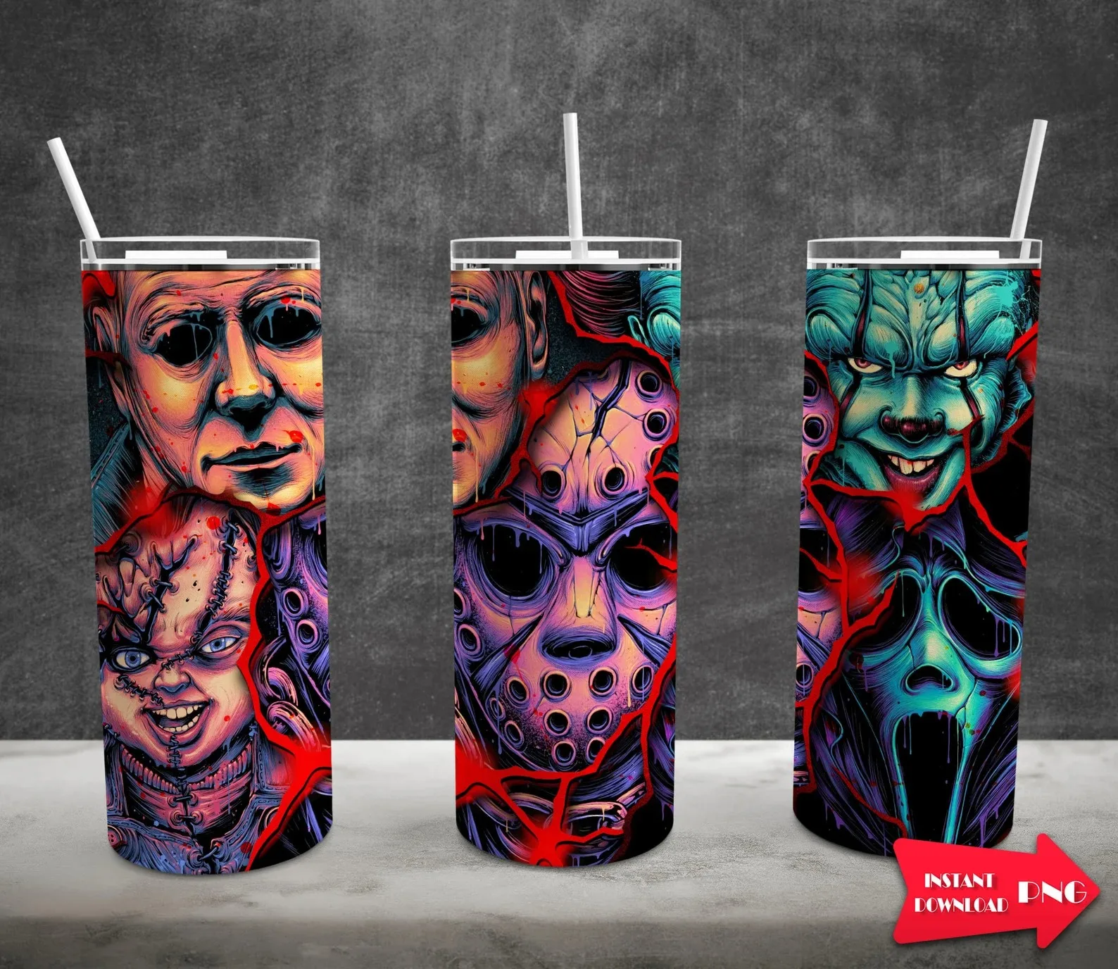 2024 custom Baby Horror Movie Characters Halloween 20oz Skinny Tumbler steel vacuum insulated water bottle for kids gift