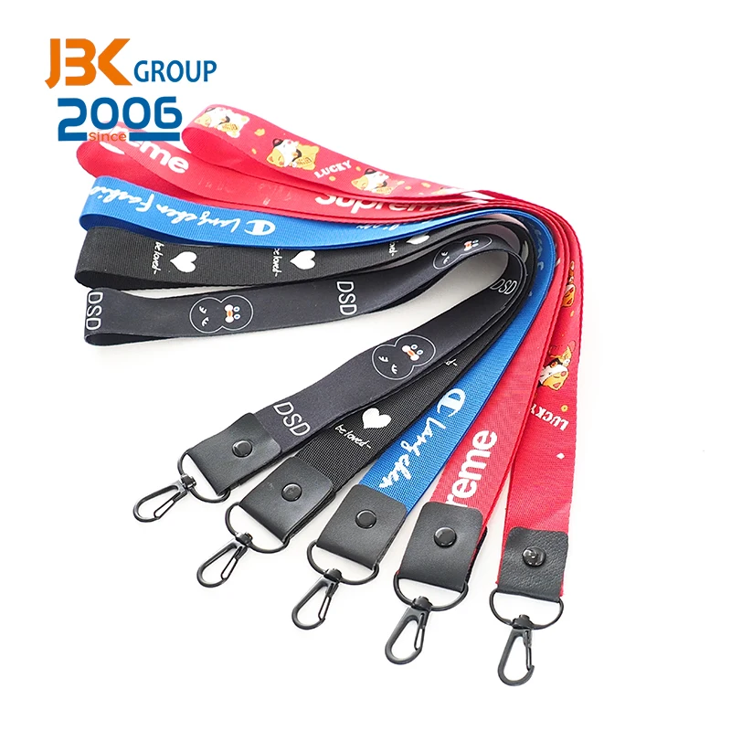 fashion lanyard silk screen wrist jacquard custom logo lanyard keychain