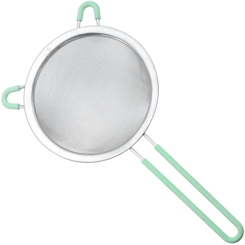 Stainless steel kitchen  Tool food rice vegetable fine mesh strainer colander sieve with  Non-slip handle