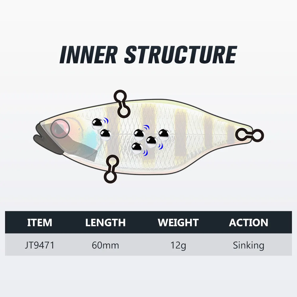 New 60mm 12g Deep Diving bionic Vib Fishing Lure Swimbait Lead on Mouth Custom Hard Bait Sinking VIB Fishing lure