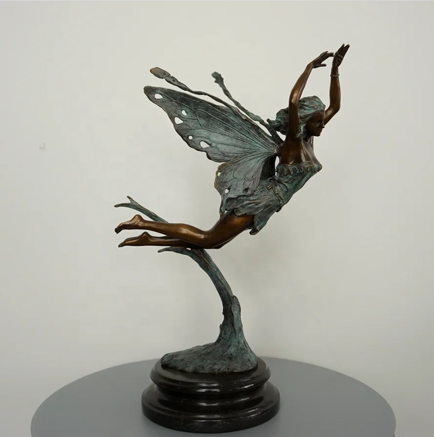 Wholesale bronze fairy garden statue winged girl bronze sculpture D&Z