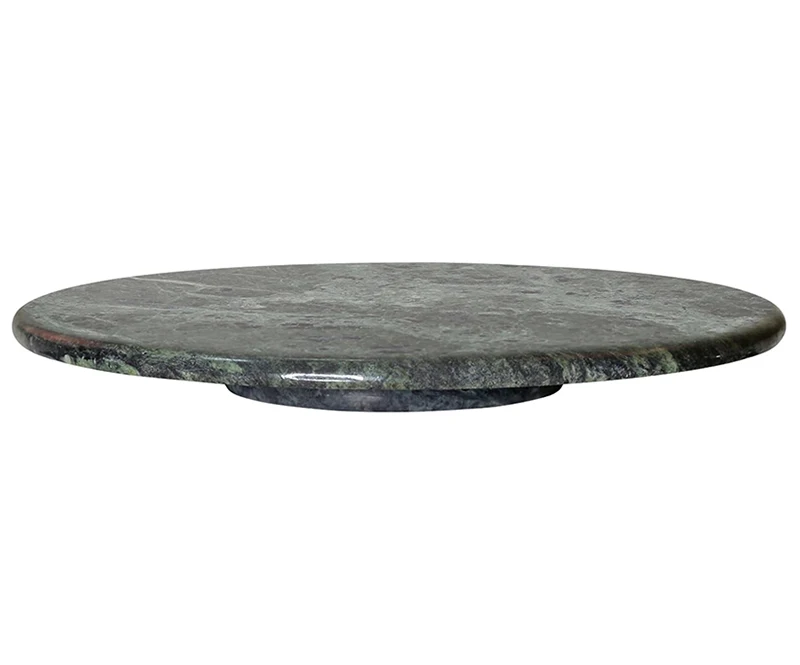 12 Inch Green Marble Lazy Susan Cake Turntable Heavy Duty Marble Rotating Cake Stand for Cupcake and Displaying