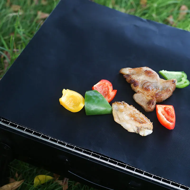 Cheap black gold high end oven silicone square heat resistant bbq grill mat non stick