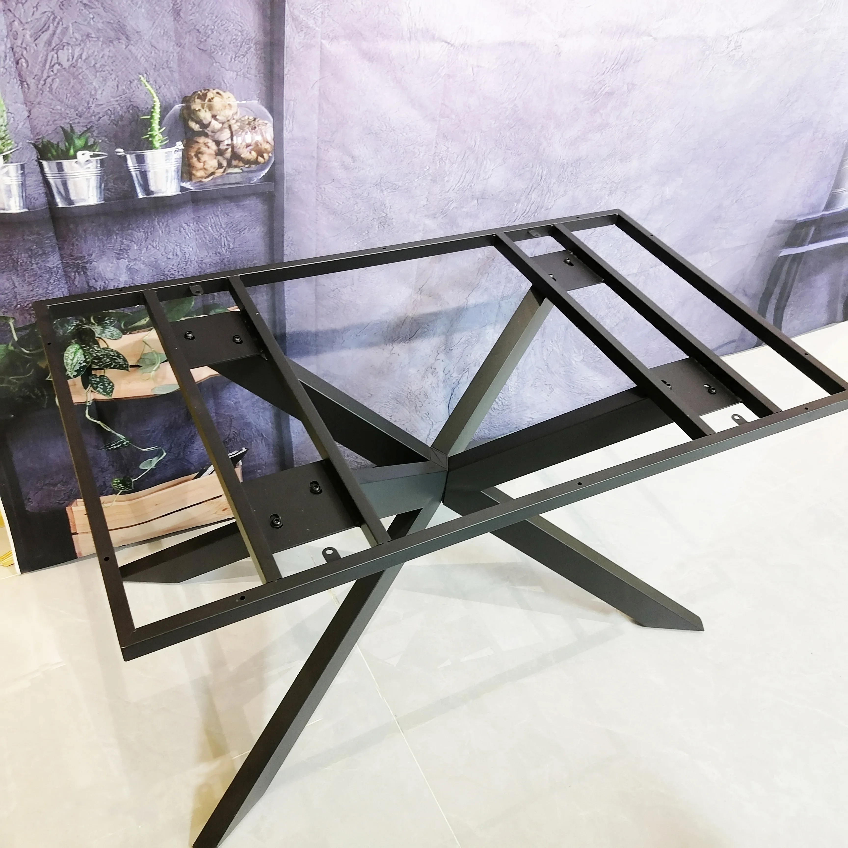Best popular non-slip dining table base iron table base legs metal  square base for table