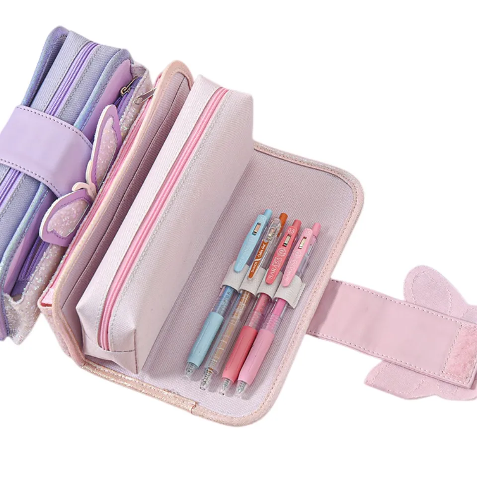 Оптовая продажа высококачественный чехол из ткани Оксфорд с изображением бабочки канцелярские принадлежности студенческие сумки для карандашей