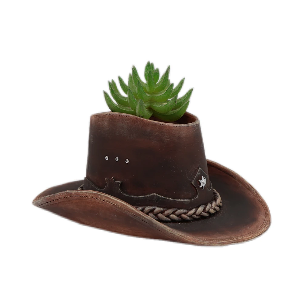 NANWEI creative resin garden decor cowboy hat flowerpot succulent planter pot statue