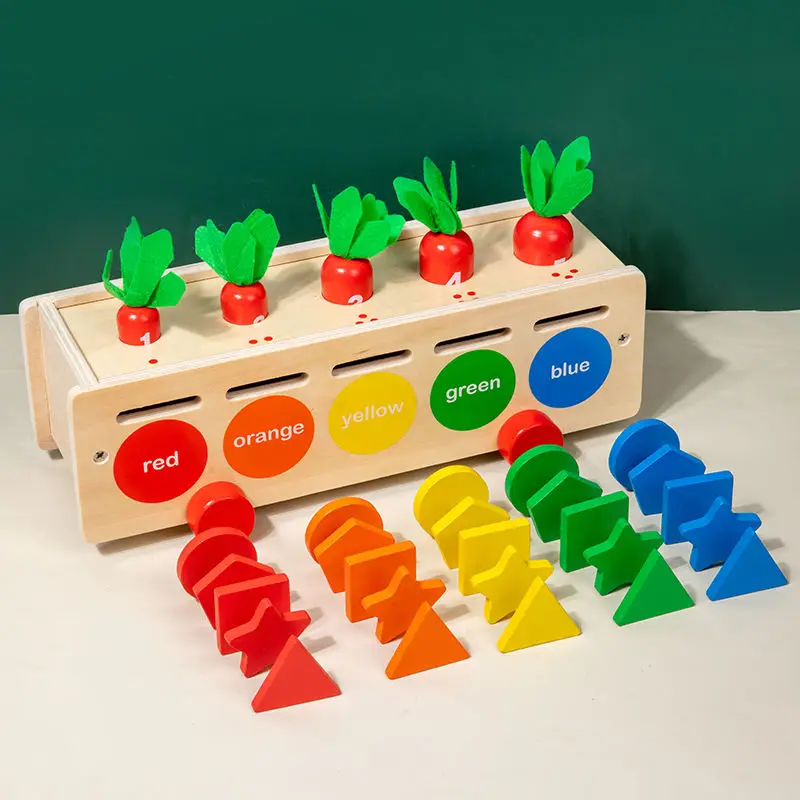 KS 2024 New Arrive Montessori Early Education Natural Wooden Shape Matching Sorting Box Children Toys For Kids Boys Girls
