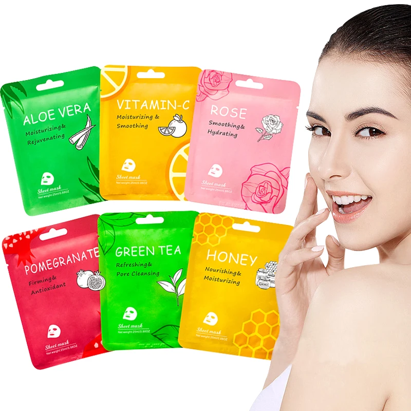 oem natural Blueberry Facial Masks Aloe Cucumber Peach Plant Fruit Mask Sheets for Skin Rejuvenation and Whitening
