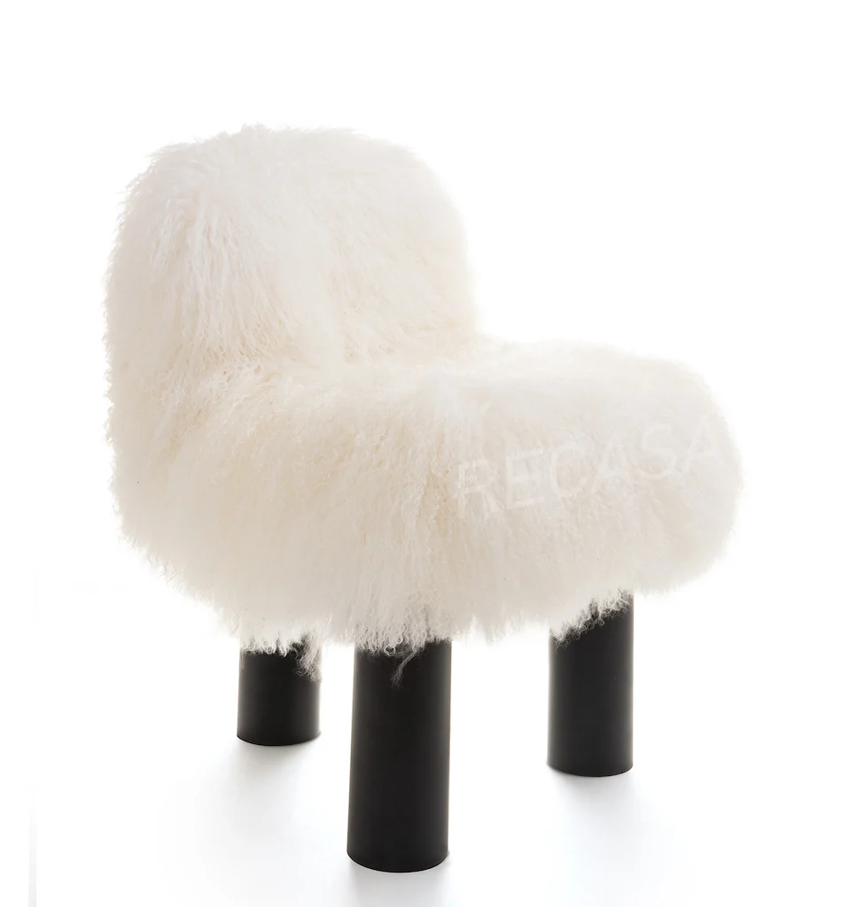 Modern Home Furniture Sheepskin Dining Chair White lamb Fur Dining Room Chair