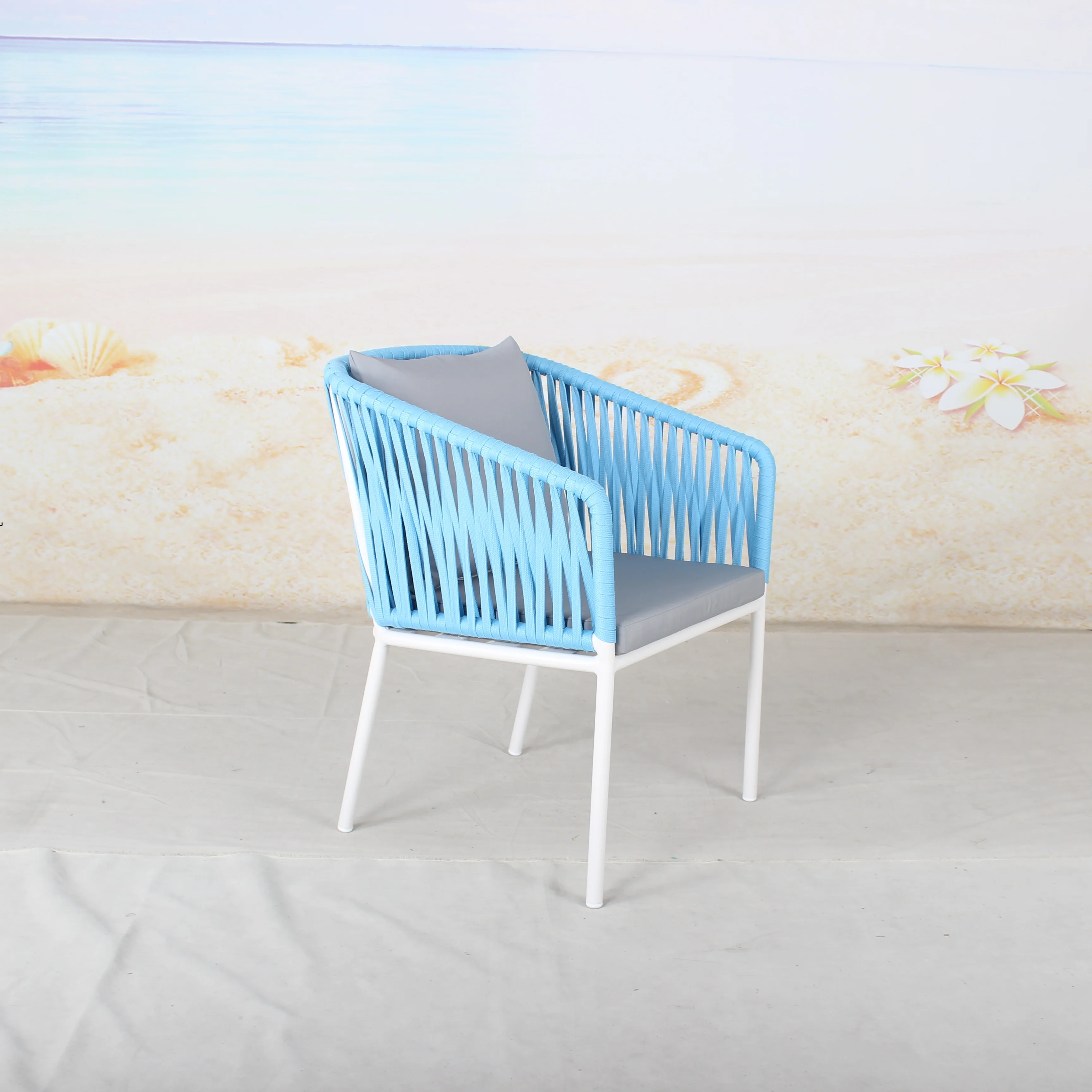 Modern Garden Cafe Balcony Leisure Chair Furniture Outdoor Restaurant Woven Rope Dining Chairs