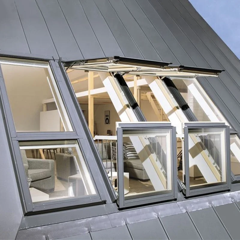 Large Skylight Roof Windows Out Swing Soundproof Panoramic Glass Aluminium Awning Window Balcony