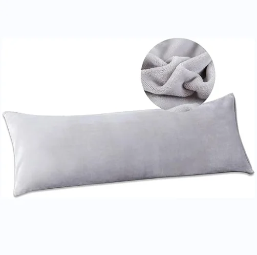Premium Velvet Body Pillow Solid Pattern Rectangle Shape Long Full Bed Pillow for Sleeping Down Alternative