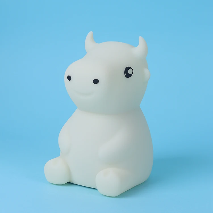 Popular Cute Animal Cow Silicone Night Light for kids Nursery Lamp with Timer USB Rechargeable baby led night light
