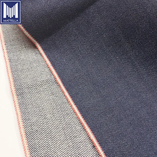 Оптовая продажа с китайского завода, джинсовая ткань в японском стиле с розовым краем, индиго, необработанным краем для мужчин