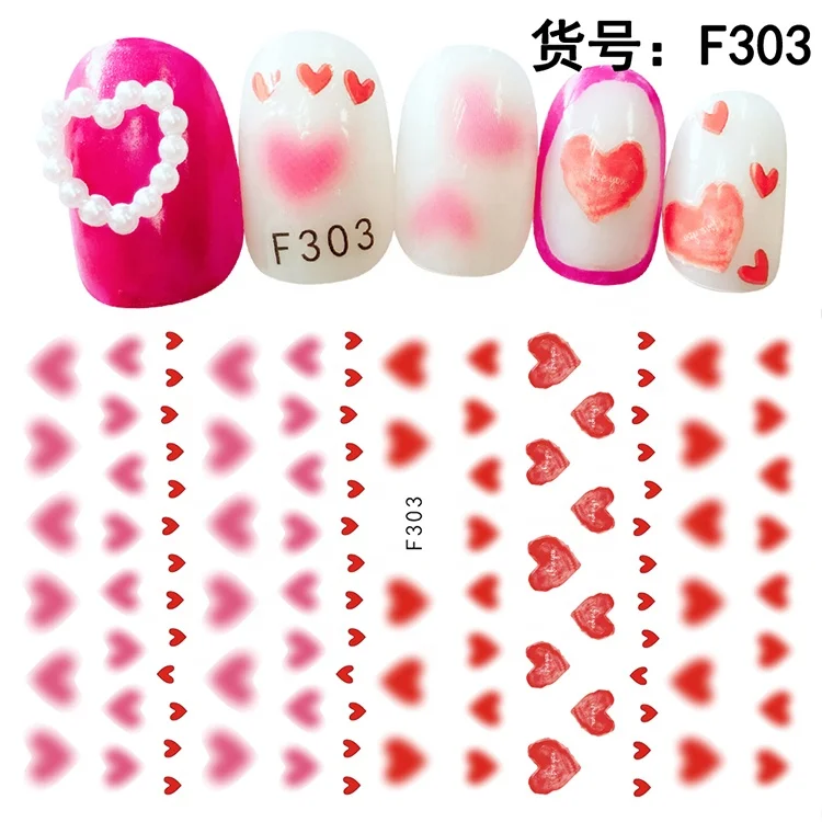 Hot Sale Manicure Nail Romantic Valentines Decals Sexy Lips Lover Flower Heart Nail Art Decoration Stickers
