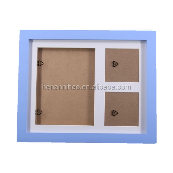 23*28cm New Born Baby Blue Wood Handprint Footprint Inkpad Clay Photo / Picture Frame Keepsake Kit