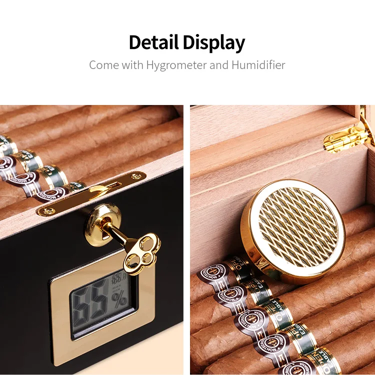 L  Cedar wooden cigar box with hygrometer humidifier humidor custom cigar boxes with logo packaging cigar boxes for stores