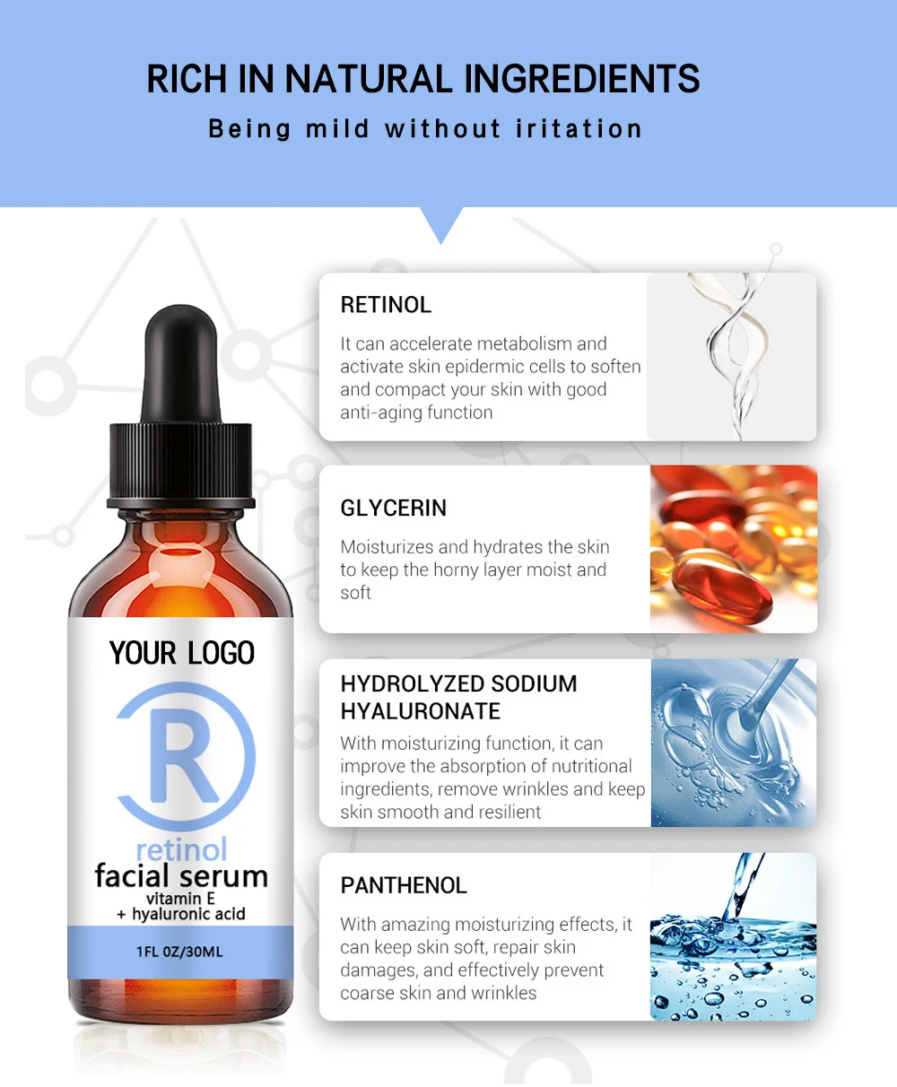 High Quality Private Label ROLANJONA Skin Revitalizer Face Care Moisturizing Anti-wrinkle Firming Vitamin E Retinol Facial Serum