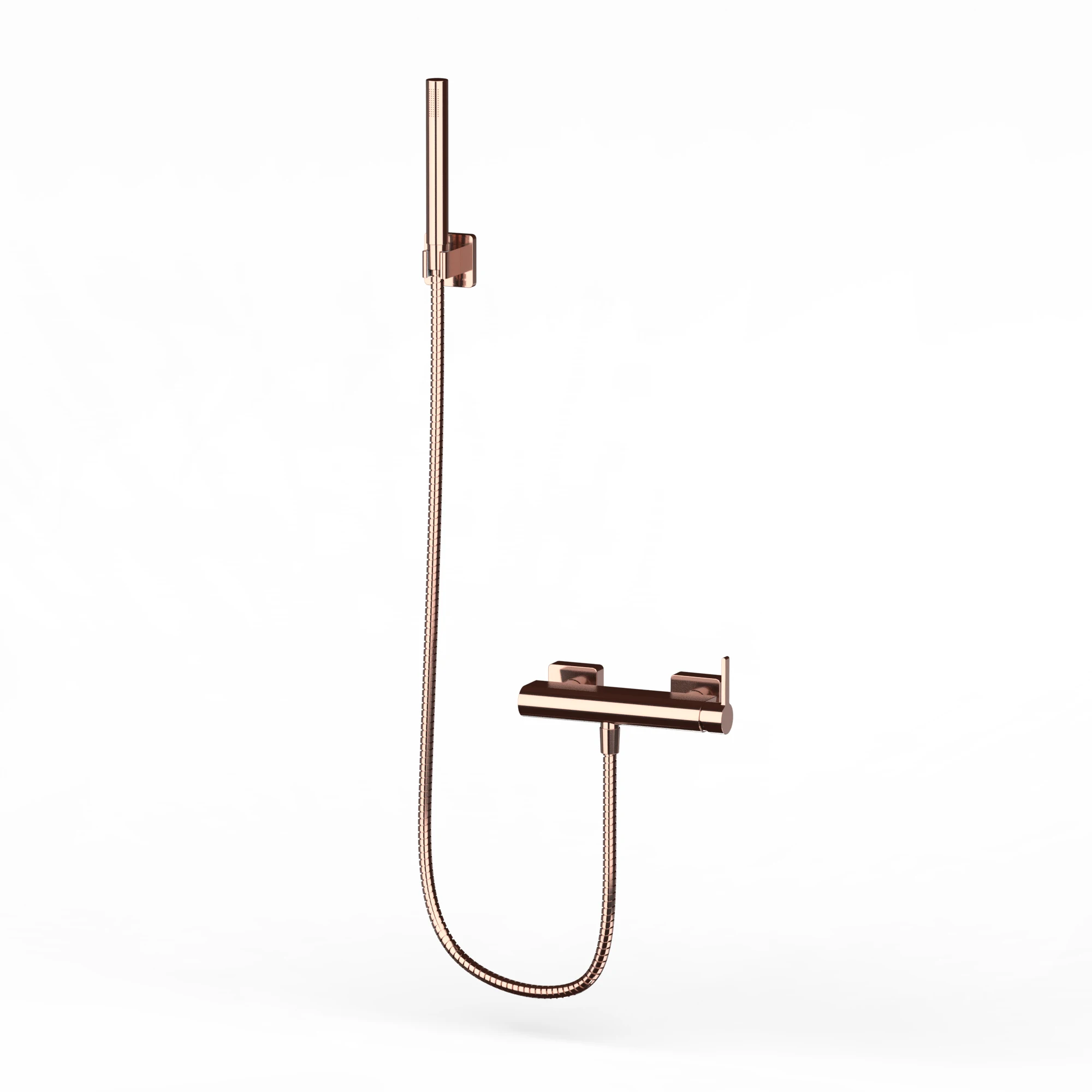 Wall mounted Rose Gold mixing diverter valve hot and cold shower faucet and hand shower set