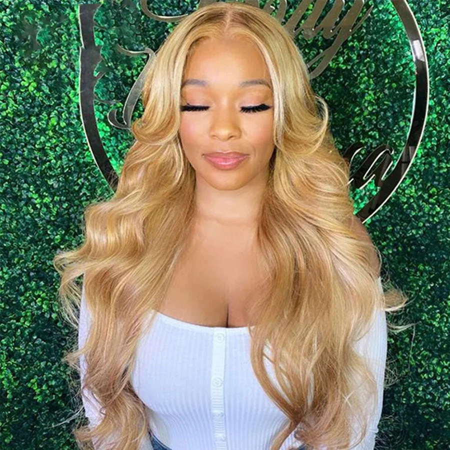 New 613 blonde highlight honey brown natural 13x4 13x6 transparent swiss front human hair lace wigs