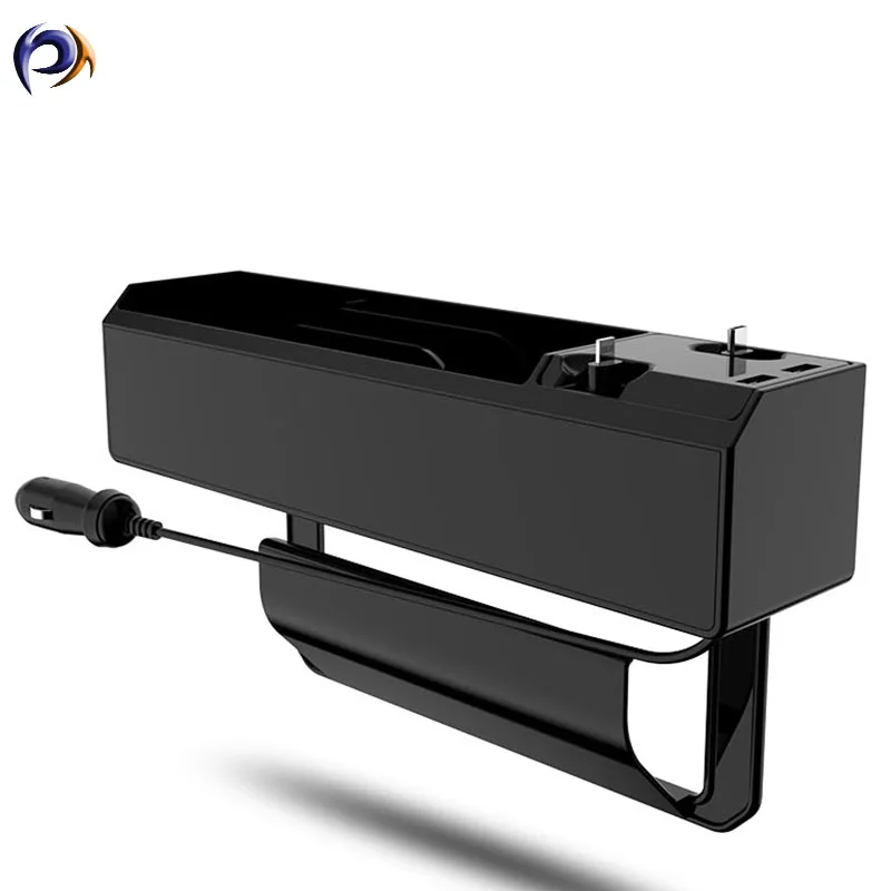 Universal Car Seat Gap Filler Catcher Organizer Console Side Pocket Storage Box Case Dual USB Charger