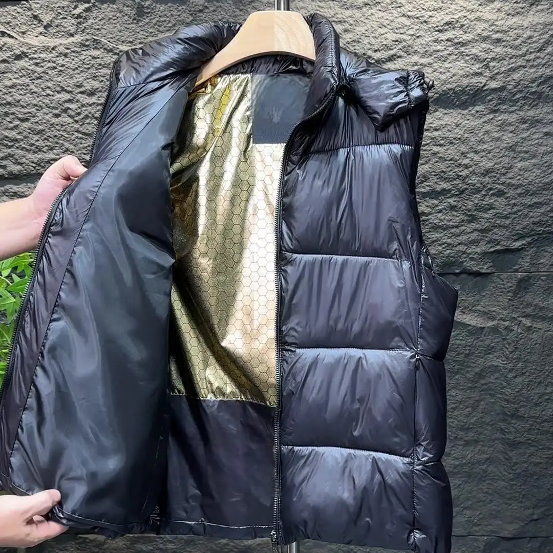 Custom Winter New Hooded Keep Warm Thick Zipper Hood Sleeveless Cotton Vest Down Vest for Men