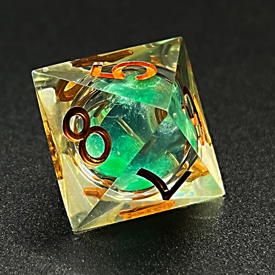 7pcs Dnd Resin Dice Set Sharp Edge Dices Rolling D20 Polyhedral Liquid Core Dungeons and Dragons Dice Handmade