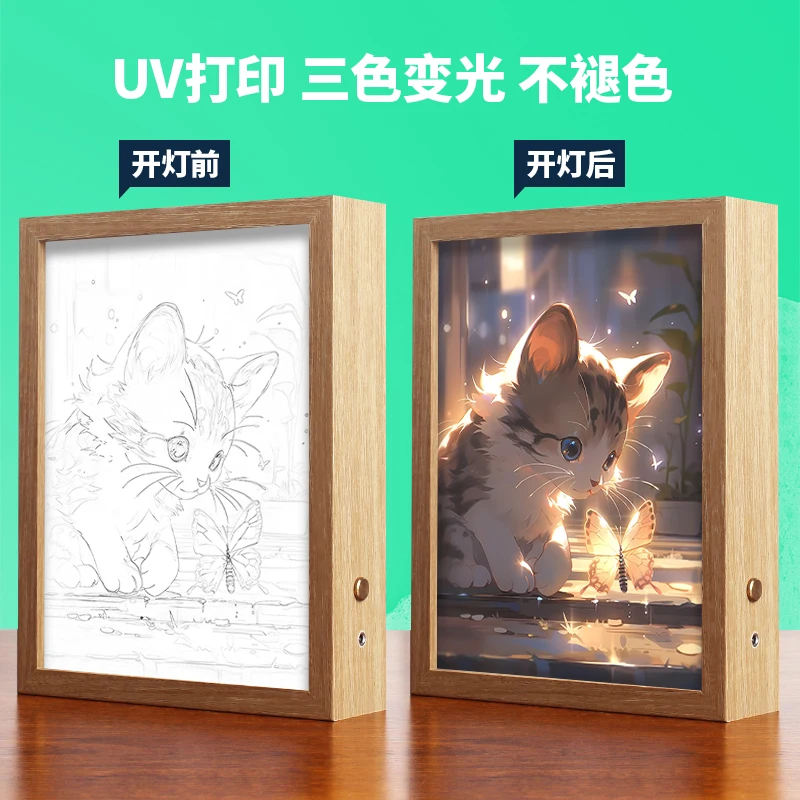 Manga INS Anime Style Art Picture Lamp Desk Lamp Photo Light Christmas Night Light Gift New 3D Illusion Lighting Up Painting