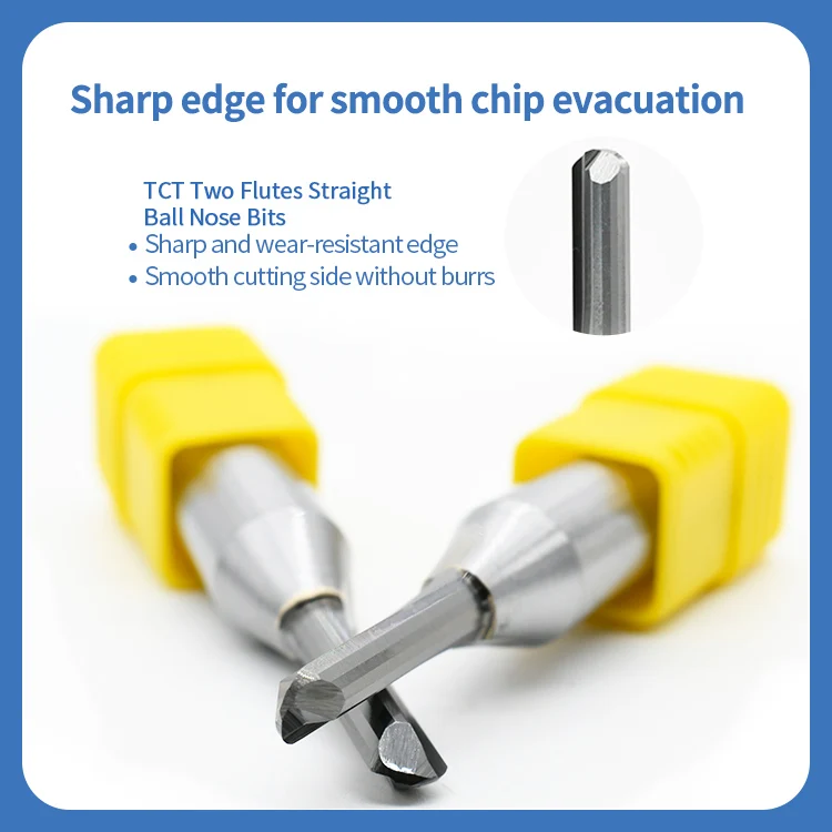 YF Hot Selling Factory Tool Wholesale CNC woodworking router bits carbide 2/1 TCT Two Flutes Straight Ball Nose Bits