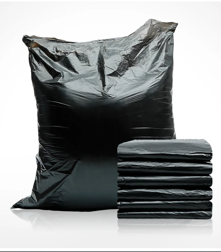 Large heavy duty black garbage bag Plastic trash liner Professional garbage bag Household kitchen garbage bag