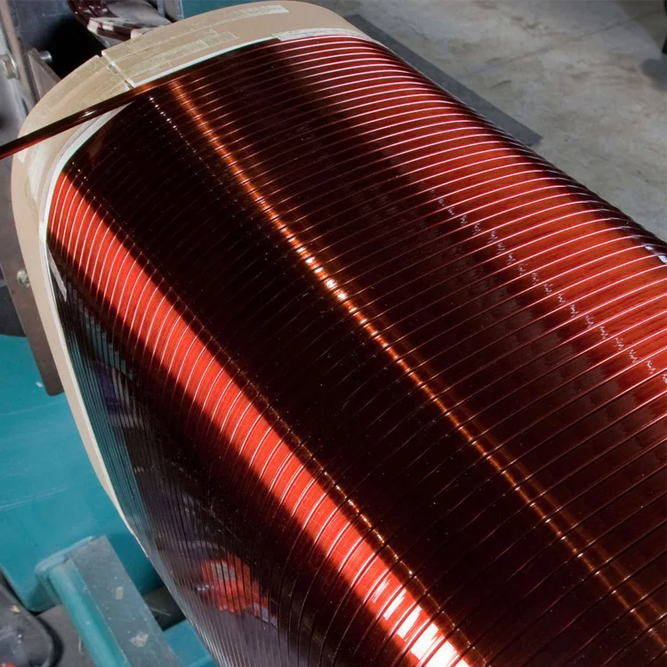 Flat Enameled Copper Wire the size 1mm by 4mm or 2mm dy 2mm in thermal class 200c