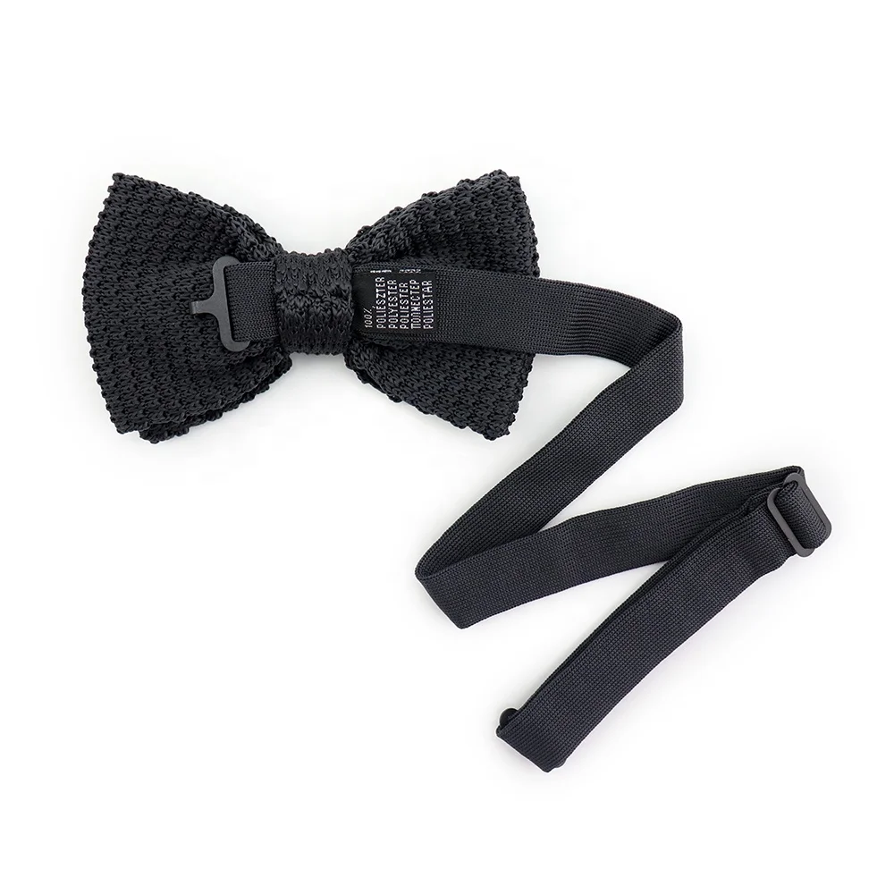 
Chinese Solid Color Mens Polyester Pre Tied Bow Ties Fashion Three Choices Plain Knit Bow Tie 