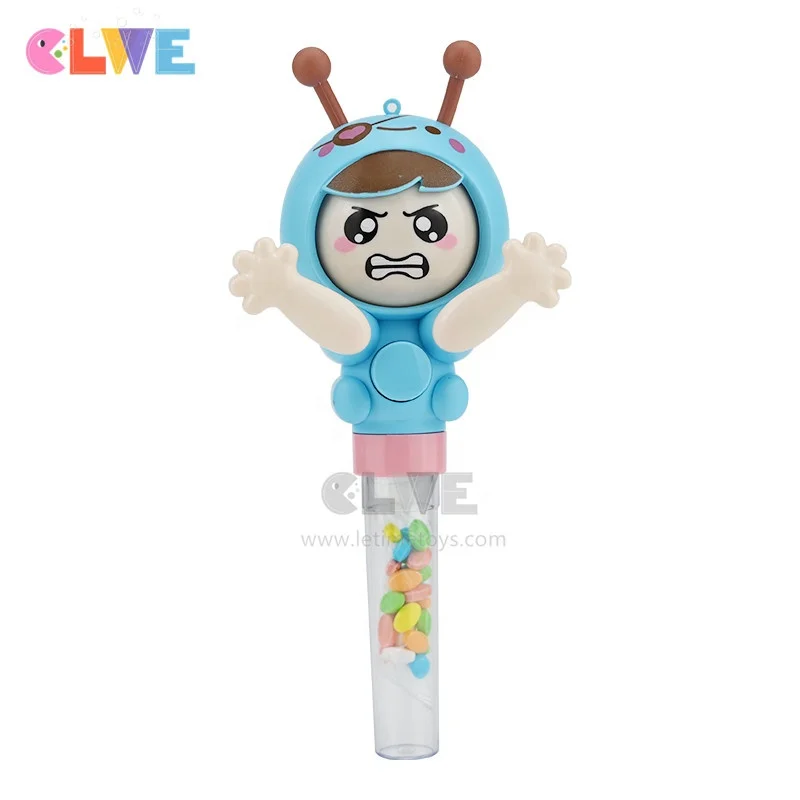 Good quality ABS sweet  funny candy toys macaron color intelligence cute face changing rock paper scissors baby candy toys