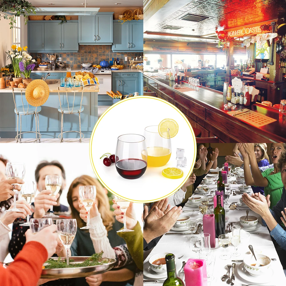 
Custom Eco Friendly Unbreakable Plastic Clear Stemless Red Wine Glass 