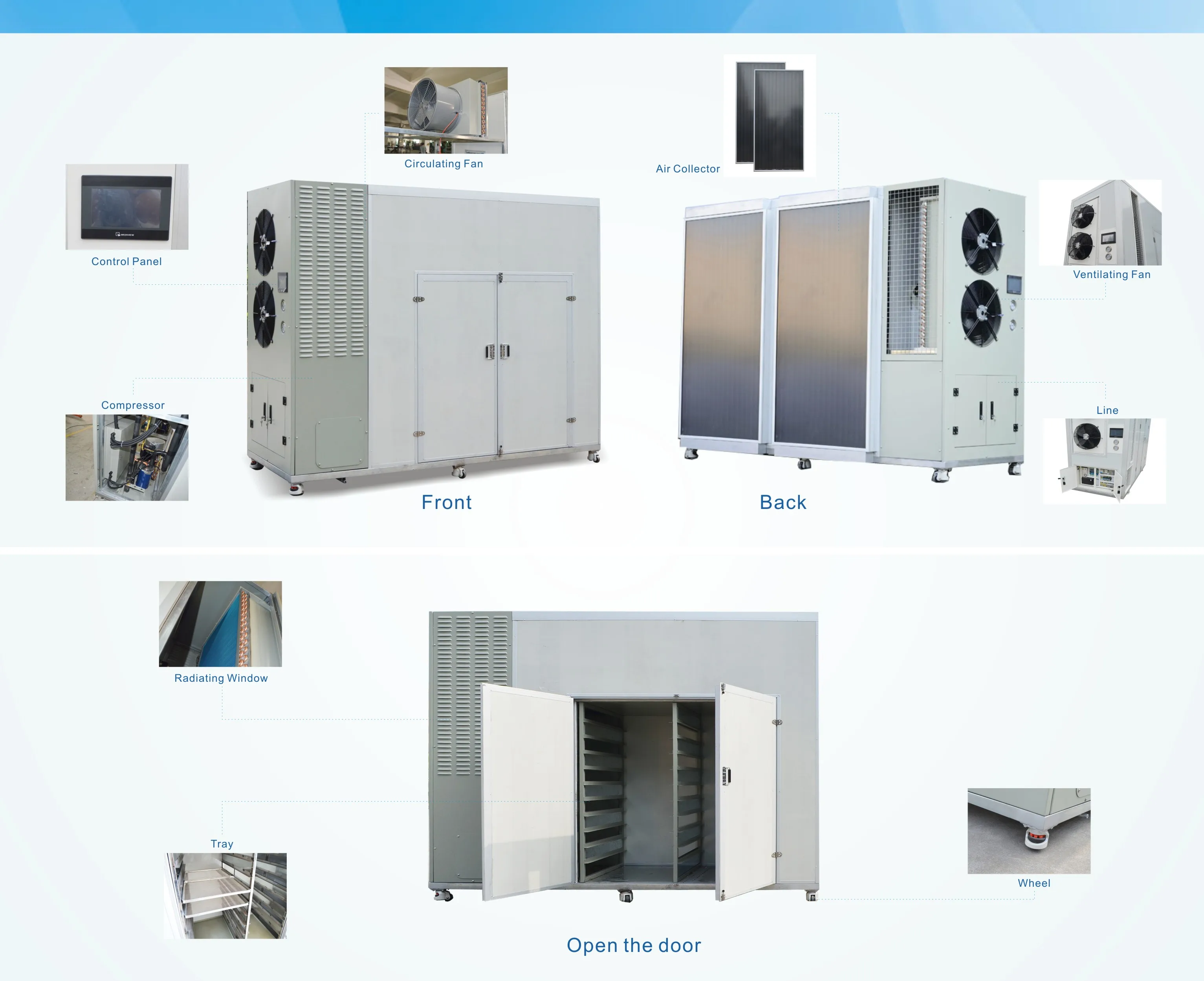 High Efficiency Good Quality Multifunction heat pump fruit dehydrator corn coconut  plum dryer machine