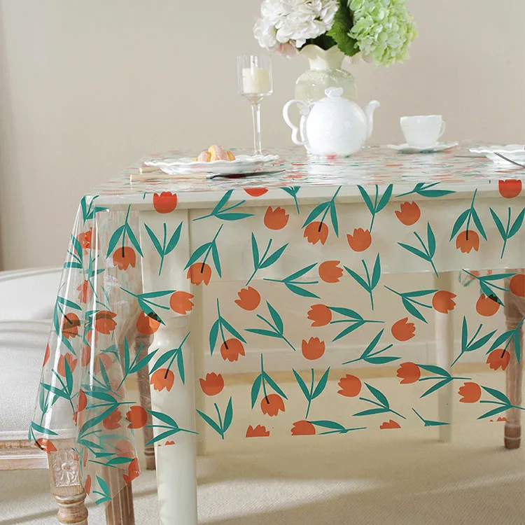Лучшее качество, оптовая продажа, прозрачная скатерть из ПВХ, дизайнерская прозрачная скатерть из ПВХ с принтом