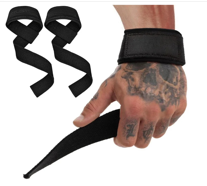 2023 Custom Logo Heavy Duty Fitness Padded Cotton Neoprene Weightlifting Weight Gym Pull Deadlift Lifting Wrist Straps For Men