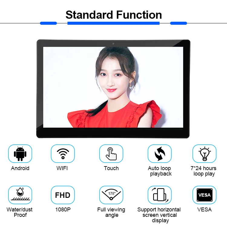 15 дюймов digital signage видео рекламы led ЖК сенсорный экран дисплей с дистанционным управлением