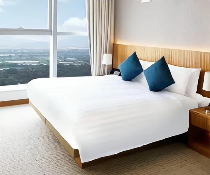 OEM china manufacturer supply white stripes 100 cotton five star hotel sheets pillow case set for super king size beds