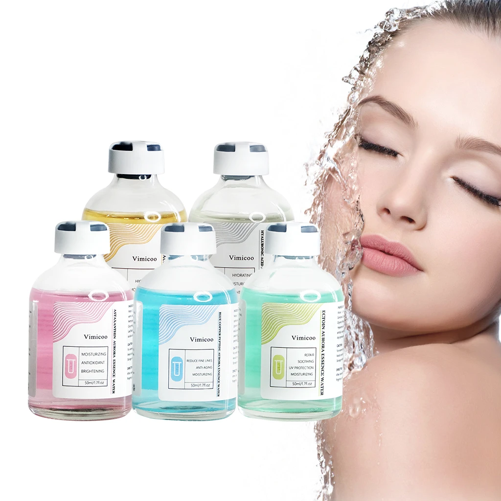 Private Label Face Skin Care Serum Water Blue Copper Peptide Astaxanthin Hyaluronic Acid Xylitol Ectoin Aurora Essence Water Set