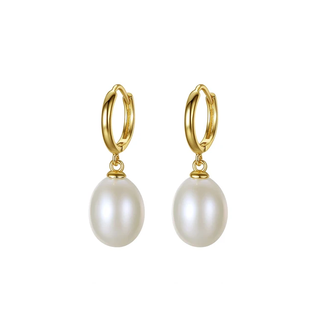 Wholesale Pearl Earrings 925 Sterling Silver Freshwater Pearl Drop Earrings White Teardrop Pearls  Earrings for Ladies