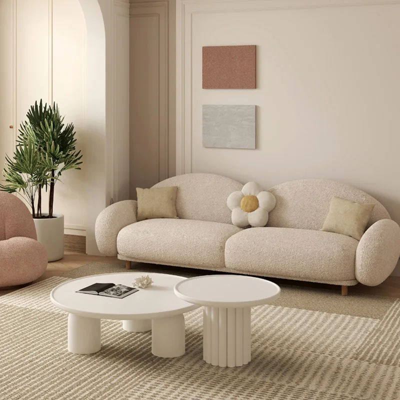 Wabi-sabi Pink Velvet Sectional Modular Sofa White Puff Cloud Shaped Couch Luxury Dupe Living Sitting Room Set For Home Fu