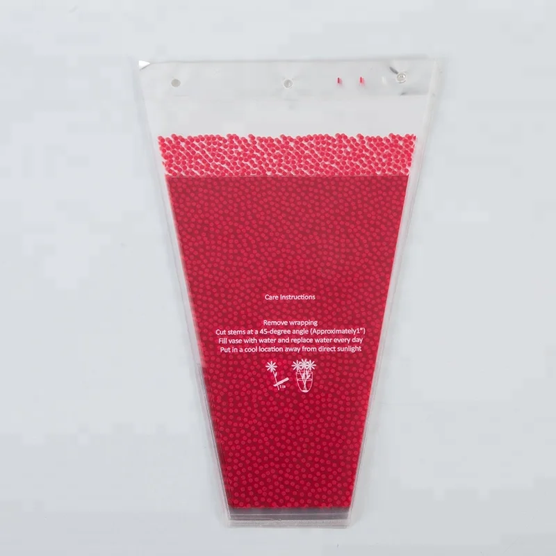 Clear Opp Cpp Bopp Plastic Flower Bouquet Sleeve Bags Flowers Cone Plastic Print Fresh Packaging Flower Sleeve Bag
