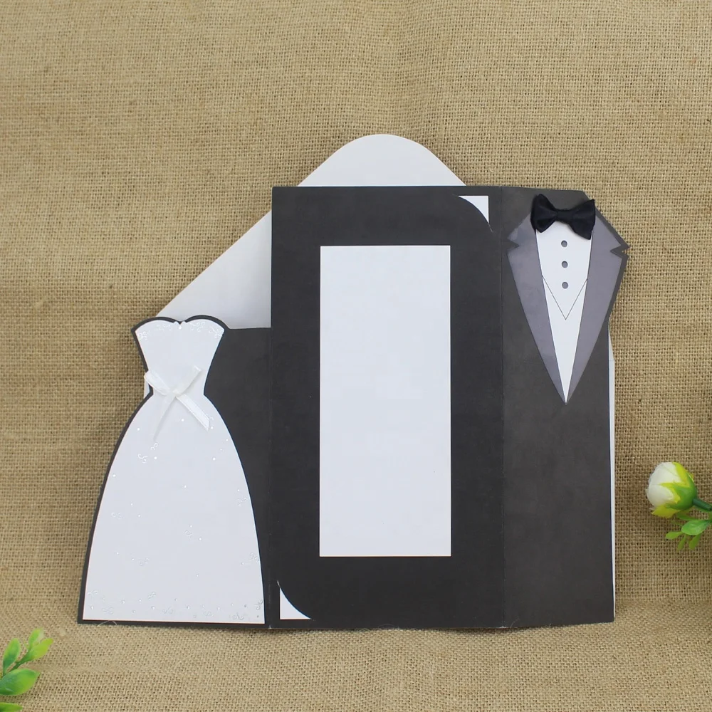 2020 Ideal Products Elegant Folding Bride and Groom Wedding Invitation Card